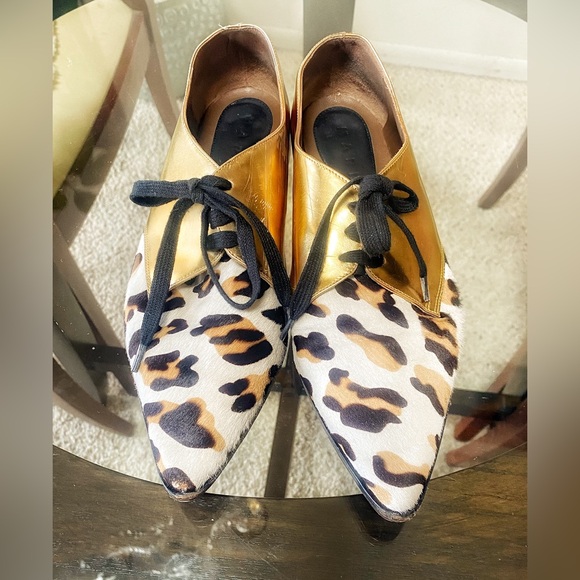 Marni Gold & Leopard Print Oxfords  🌟🐆 - Picture 4 of 9